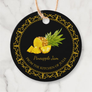 Zelfgemaakte Ananas Jam Hang Label l Zwart