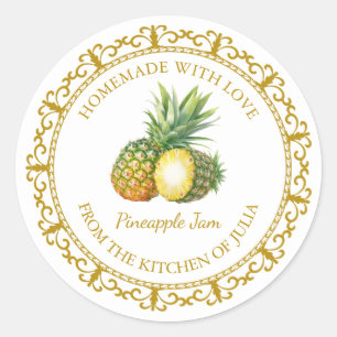 Zelfgemaakte Ananas Jam Label L Wit