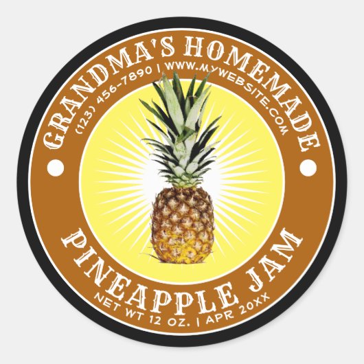  Zelfgemaakte Ananas Jam Sjabloon Ronde Sticker (Voorkant)