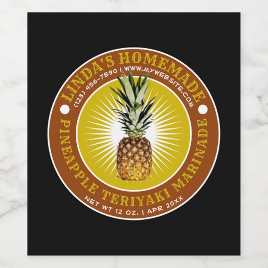 Zelfgemaakte Ananas Teriyaki Marinade Sjabloon Wijn Etiket (Enkel label)