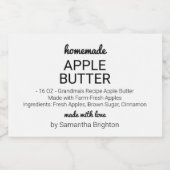 Zelfgemaakte Apple Butter Custom Kitchen Pantry Voedselcontainer Etiket (Enkel label)