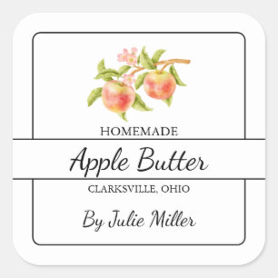 Zelfgemaakte Apple Butter Square Label