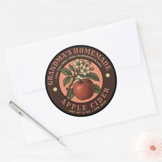Zelfgemaakte Apple Cider Label Sjabloon (Envelop)