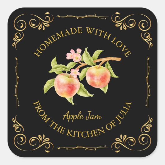  zelfgemaakte Apple Jam Square Label (Voorkant)