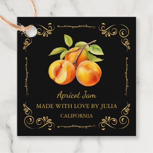 Zelfgemaakte Apricot Jam Square Hang Label (Voorkant)
