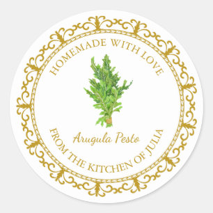 Zelfgemaakte Arugula Pesto Label L Wit