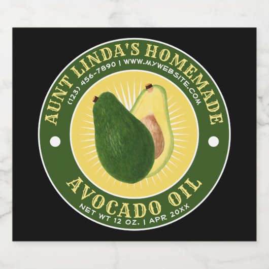 zelfgemaakte avocado olie likeur flesje label likeurfles etiket (Enkel label)