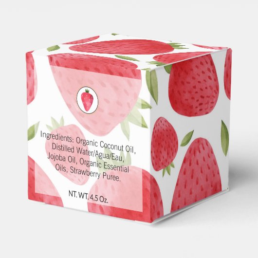 Zelfgemaakte bad & body verpakking | Aardbei Bedankdoosjes (Achterkant)