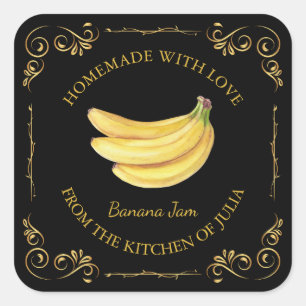  Zelfgemaakte Banana Jam Square Label