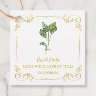  Zelfgemaakte Basil Pesto Square Hang Label