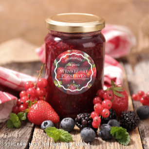 Zelfgemaakte Behoudt Aardbei Jam Keuken Ronde Sticker
