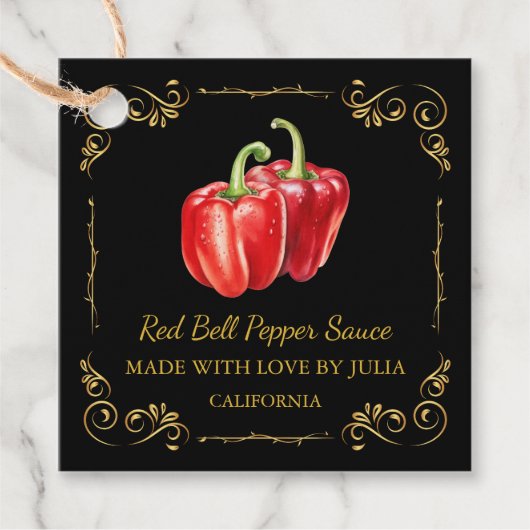  Zelfgemaakte Bell Pepper Sauce Square Hang Label (Voorkant)