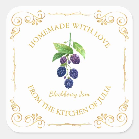  zelfgemaakte Blackberry Jam Square Label (Voorkant)
