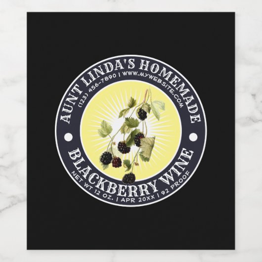  Zelfgemaakte BlackBerry Wijnlabel Sjabloon Wijn Etiket (Enkel label)