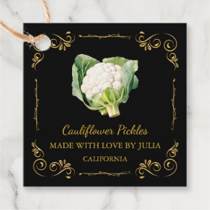 zelfgemaakte bloemkool augurk hang Label