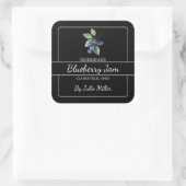 Zelfgemaakte Blueberry Jam Square Label Zwart (Tas)