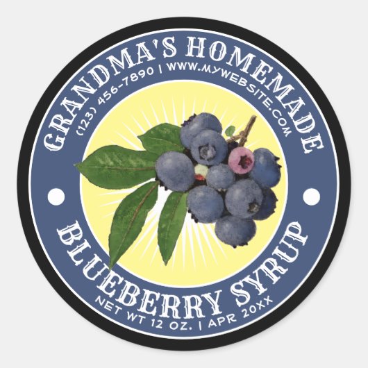 Zelfgemaakte Blueberry Syrup Label Sjabloon (Voorkant)