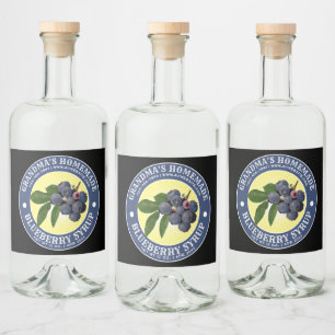  Zelfgemaakte Blueberry Syrup Label Sjabloon Likeurfles Etiket