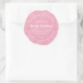 Zelfgemaakte Body Butter Roze Biologisch Zakelijk  Ronde Sticker (Tas)
