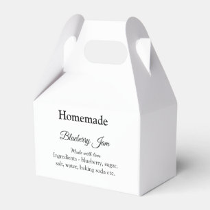 Zelfgemaakte bosbessenjam gemaakt met liefde voeg bedankdoosjes