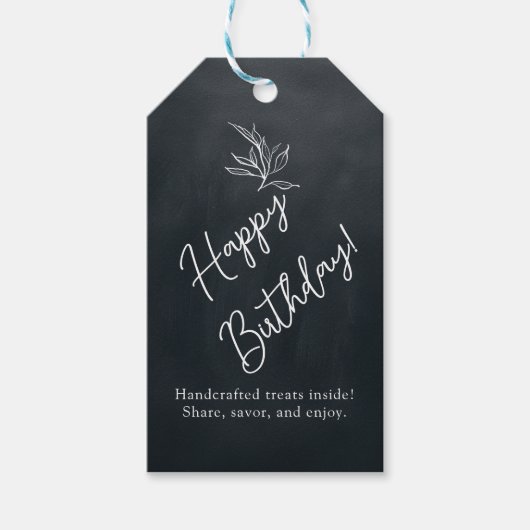 Zelfgemaakte Botanische Custom Black verpakking Gi Cadeaulabel (Voorkant)