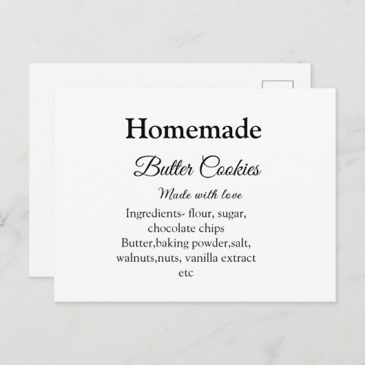 Zelfgemaakte boterkoekjes gemaakt met liefde en te briefkaart (Voorkant / Achterkant)