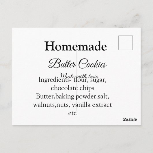 Zelfgemaakte boterkoekjes gemaakt met liefde en te briefkaart (Achterkant)