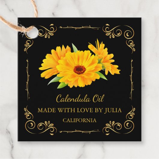 zelfgemaakte Calendula Oil Square Hang Label (Voorkant)