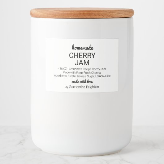 Zelfgemaakte Cherry Jam Custom Keuken Pantry Canni Voedselcontainer Etiket (Voorkant)