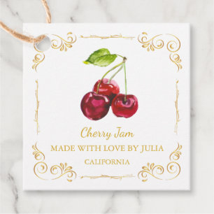  Zelfgemaakte Cherry Jam Square Hang Label