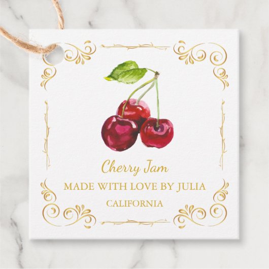  Zelfgemaakte Cherry Jam Square Hang Label (Voorkant)