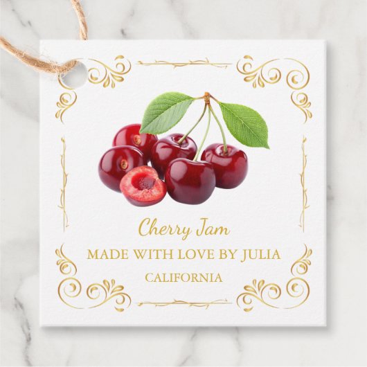Zelfgemaakte Cherry Jam Square Hang Label (Voorkant)