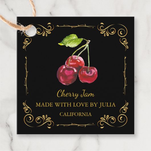  Zelfgemaakte Cherry Jam Square Hang Label (Voorkant)