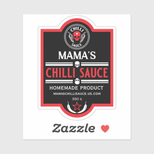 Zelfgemaakte chili saus sticker (Vel)