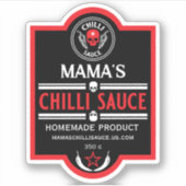 Zelfgemaakte chili saus sticker (Voorkant)