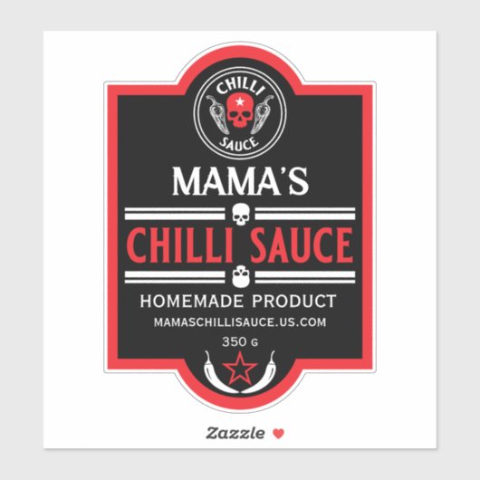 Zelfgemaakte chili saus sticker (Vel)