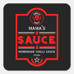 Zelfgemaakte chili saus vierkante sticker