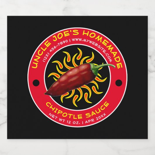 Zelfgemaakte Chipotle Sauce Label Sjabloon Likeurfles Etiket (Enkel label)