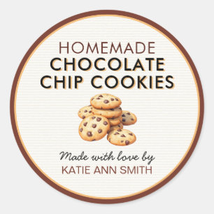 Zelfgemaakte Chocolade Chip Cookie Labelstickers Ronde Sticker