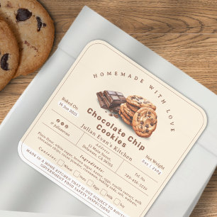 Zelfgemaakte Chocolade Chip Cookies Cottage Food L Vierkante Sticker