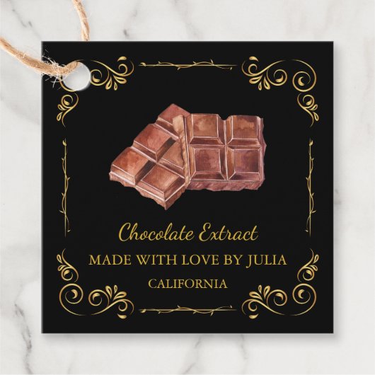 Zelfgemaakte Chocolade Extract Square Hang Label (Voorkant)