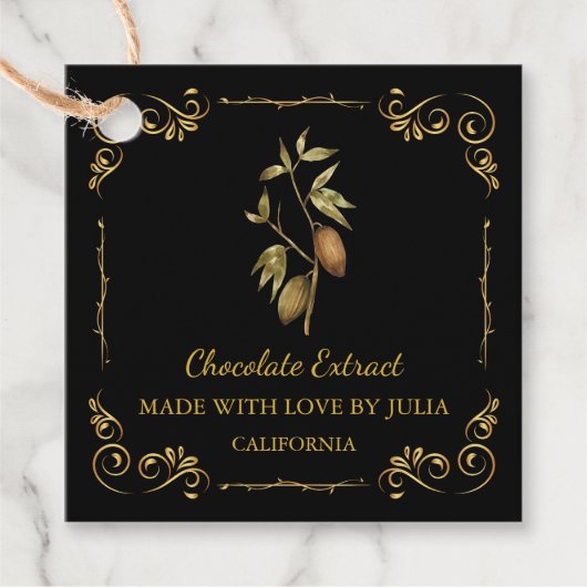 Zelfgemaakte Chocolade Extract Square Hang Label (Voorkant)