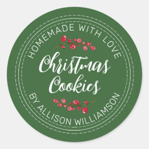 Zelfgemaakte Christmas Cranberry Cookies Groen Ronde Sticker