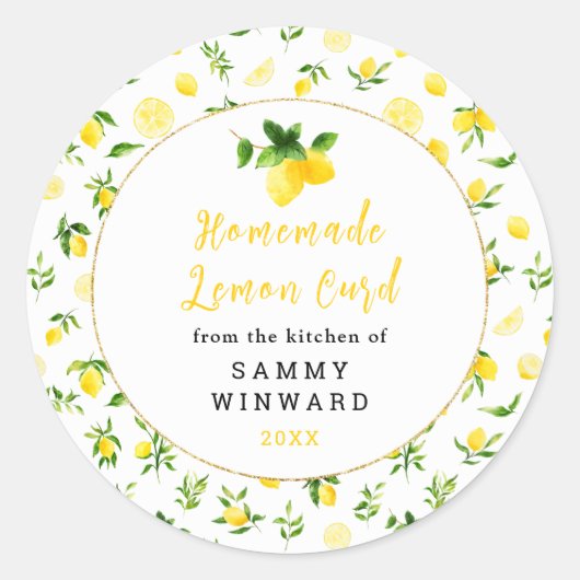 Zelfgemaakte citroen wrongel inblikken label (Voorkant)