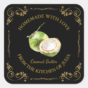 zelfgemaakte Coconut Butter Square Label