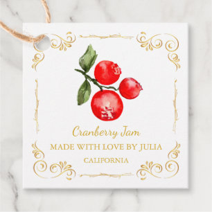 Zelfgemaakte Cranberry Jam Square Hang Label