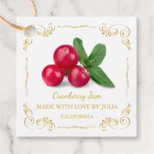 Zelfgemaakte Cranberry Jam Square Hang Label