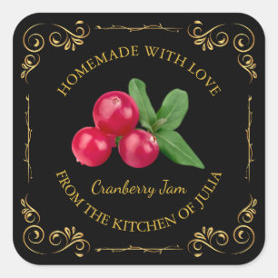 zelfgemaakte Cranberry Jam Square Label