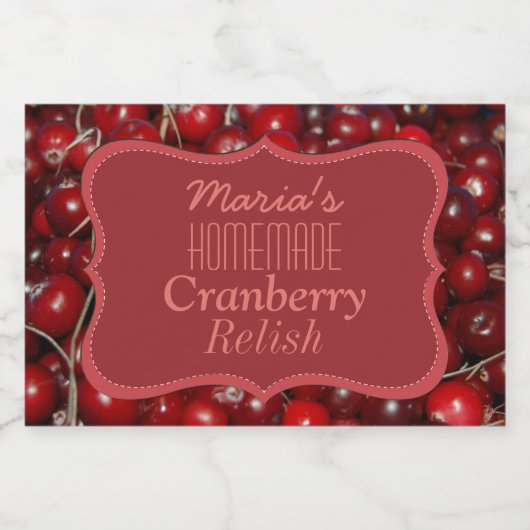 Zelfgemaakte Cranberry Relish Voedselcontainer Etiket (Enkel label)