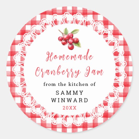 Zelfgemaakte Cranberryjam Pot Etiket (Voorkant)
